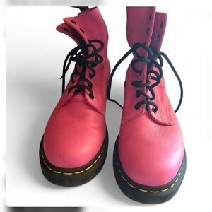 Dr. Martens Pink Leather Lace-Up Boots